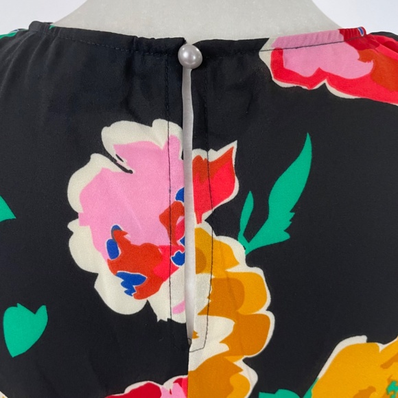 Who What Wear Floral Print Sleeveless Blouse Tank Top Black Multi Size Small - Picture 12 of 15